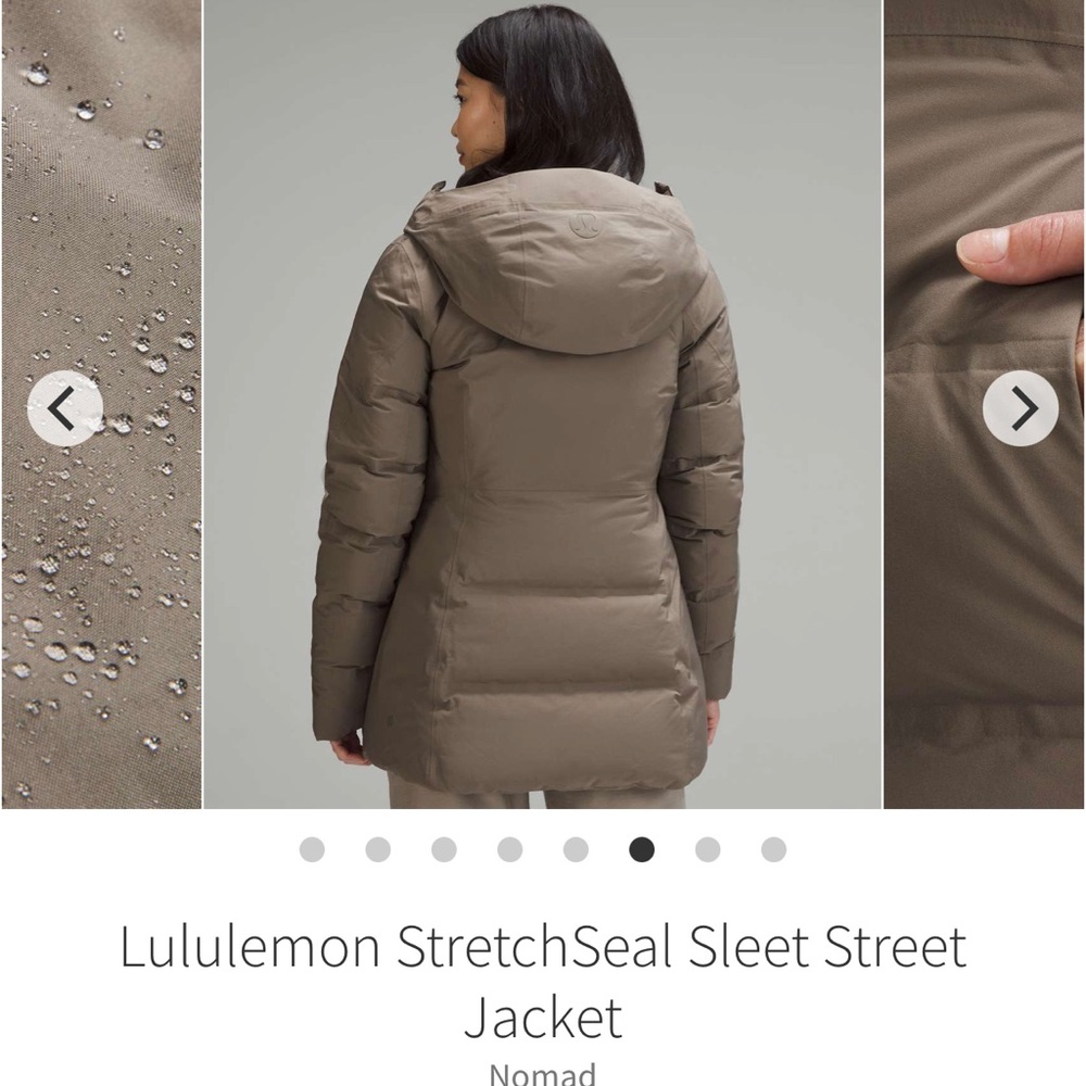 NEW WITH TAGS
size 12 Lululemon StretchSeal Sleet Street down Jacket Nomad
PARKA